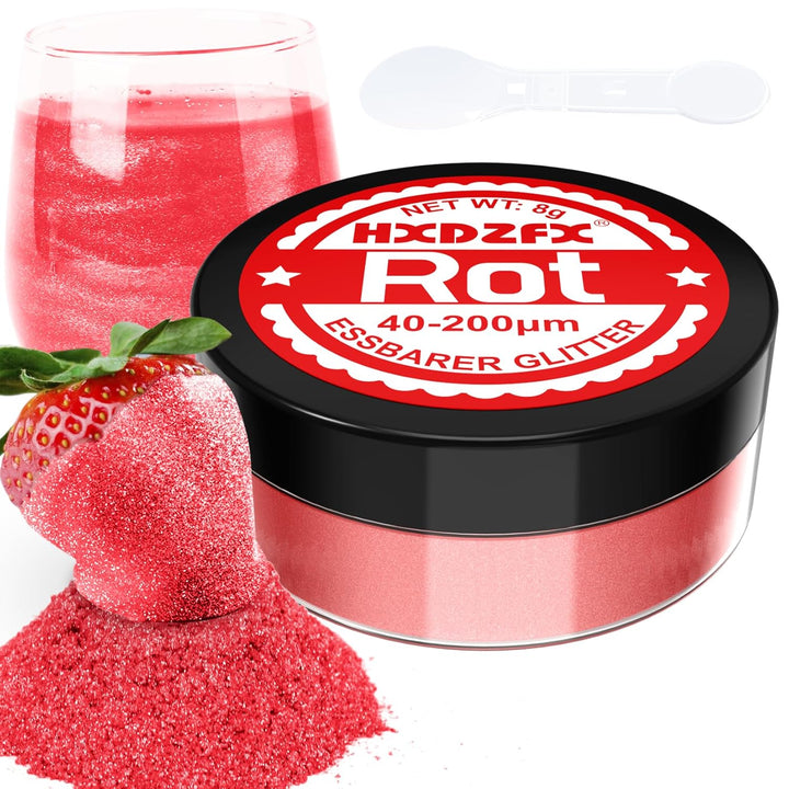 Essbarer Glitzer Für Getränke - Lebensmittelfarbe Pulver, Schimmerndes Glitzerpulver, Lebensmittel Glitzerpuder Für Schokolade, Kuchen, Fondant, Drinks - 8G (Frucht Grün)