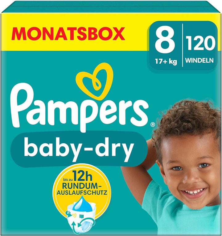 Scutece Pampers mărimea 7, 132 scutece, 15Kg+ Baby-Dry, până la 100% protecție împotriva scurgerilor toată noaptea