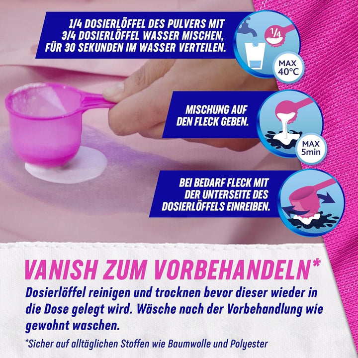 Vanish Oxi Action Powder Pink - 1 X 1.65 Kg - pudră de îndepărtare a petelor și de îmbunătățire a rufelor fără clor - pentru rufe colorate