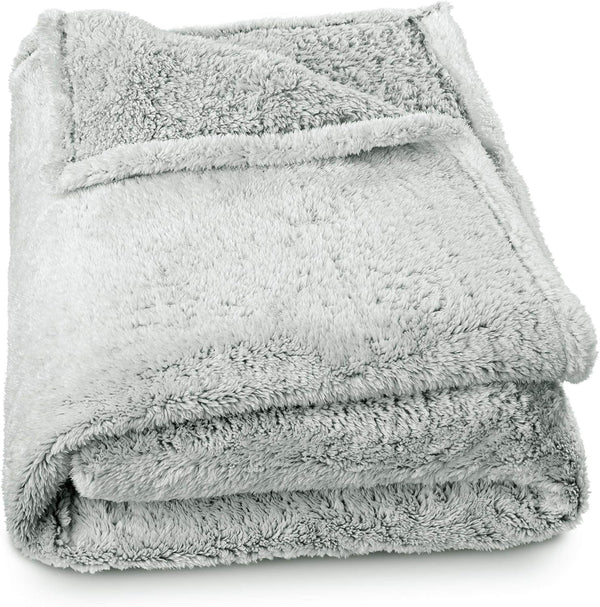 Aqua-Textil Flauschige Kuscheldecke 150 X 200 Cm Grau WeiÃŸ Melange PlÃ¼sch Tv-Decke Tagesdecke Sherpa Fleece Oeko-Tex Ottawa