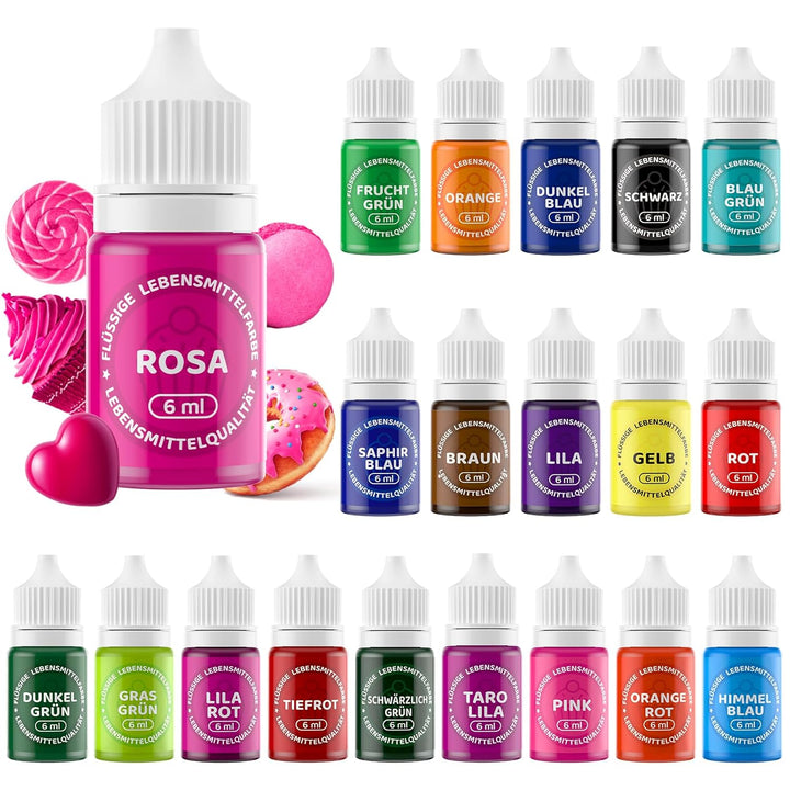 Fettlösliche Lebensmittelfarbe 15 Farben X 6Ml - Lebensmittelfarben Ölbasis Für Schokolade, Fondant, Cupcakes, Kuchen, Backen, Macaron - Food Coloring Für Tortendeko - 6Ml