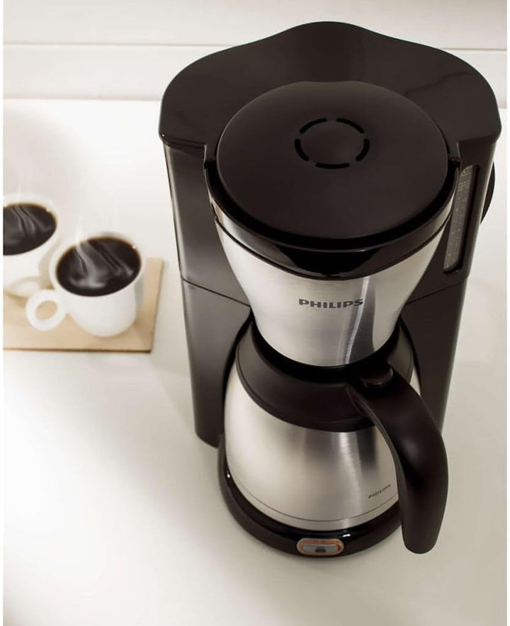 Filtru de cafea Philips - Termos de 1,2 litri, Până la 15 cești, Oțel inoxidabil, (HD7546/20), 1000Watts, 25,5 X 22,1 X 37,01 Cm, Argintiu/Negru