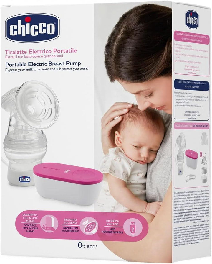 Chicco, Tragbare Elektrische Milchpumpe, Kompakt Und Leicht, Effektives Abpumpen Mit 5 Intensitätsstufen, Sanft Und Ergonomisch, Mit Geneigtem Sauger Und Dichtem Verschluss, Weiß, 150 Ml