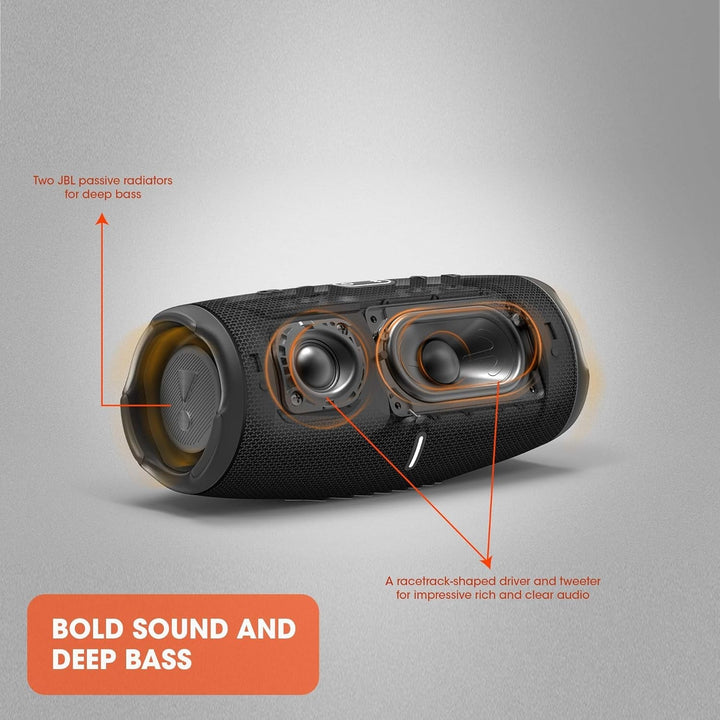 Difuzor Bluetooth JBL Charge 5 negru - Boombox portabil, rezistent la apă, cu power bank integrat - O încărcare a bateriei pentru până la 20 de ore de muzică fără fir