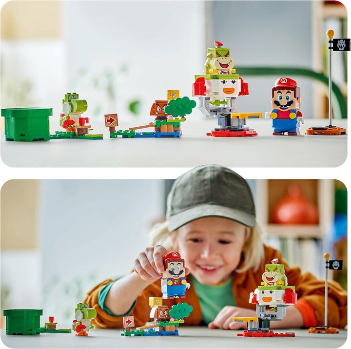 LEGO Super Mario Adventure cu Mario interactiv, set cu cărucior de clovn junior, Yoshi de jucărie, cadou Nintendo pentru băieți, fete și gameri de la 6 ani 71439