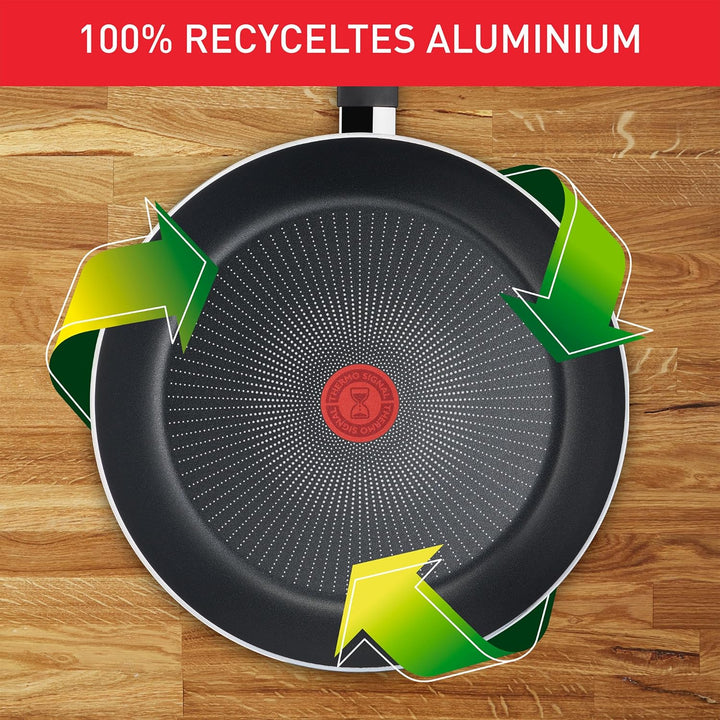 Tefal Recycled on Bratpfanne 28 Cm, 100% Recyceltes Aluminium, Antihaftbeschichtung, Induktion, Spülmaschinenfest, Schwarz, C2970632