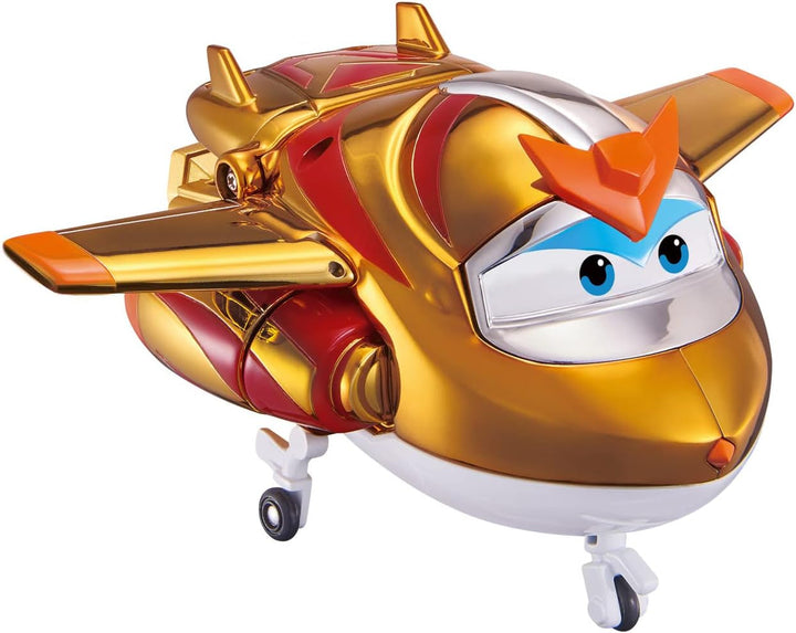 Super Wings EU750231 - Avion transformabil Golden Boy, aprox. 20,5 cm, figurină mare de joacă pentru copii, avion de jucărie transformabil și figurină robot
