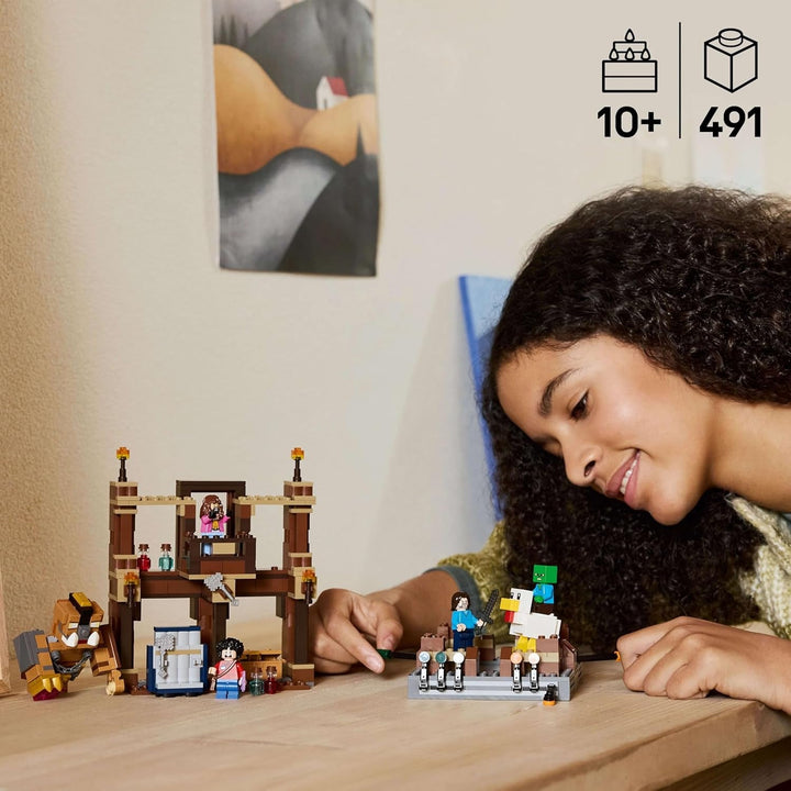 LEGO Minecraft Forest Manor cu ring de box - set pentru gameri cu zombie și Oberborst - jucărie de construcție interactivă cu echipamente și piste - cadou pentru băieți și fete 10+ - 21272