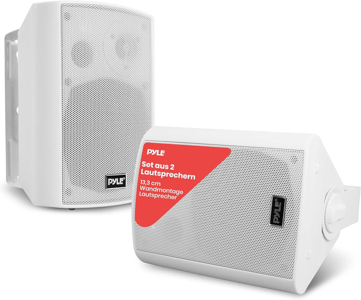 Pyle Bluetooth Speaker Boxes Outdoor & Indoor - Difuzor cu 2 căi pentru interior ca difuzor de perete sau cutie de exterior ca difuzor pentru piscină sau terasă cu sistem de muzică în aer liber, difuzor alb 240W