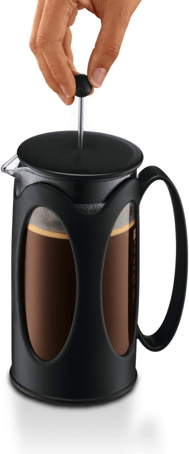 Bodum 10682-01 Cafetieră Kenya (sistem de presare franțuzească, filtru permanent din oțel inoxidabil, 0,35 litri) Negru