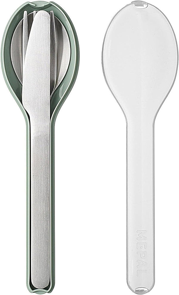 Mepal - Besteck 3-Teiliges Set Ellipse - Besteck-Set Für Unterwegs - Besteht Aus Einem Messer, Gabel & Löffel - Besteck-Set Mit Reiseetui - Edelstahl - Nordic Sage