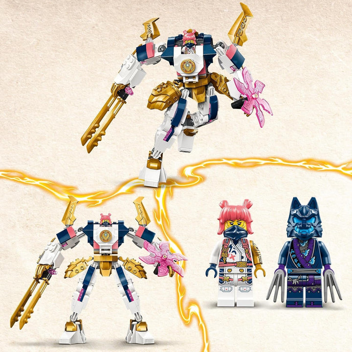 LEGO NINJAGO Mech-ul tehnologic al lui Sora, jucărie cu figurine de acțiune pentru copii, set ninja cu figurine, inclusiv Sora, mech pentru personalizare, cadou pentru băieți și fete cu vârsta de 7+ 71807