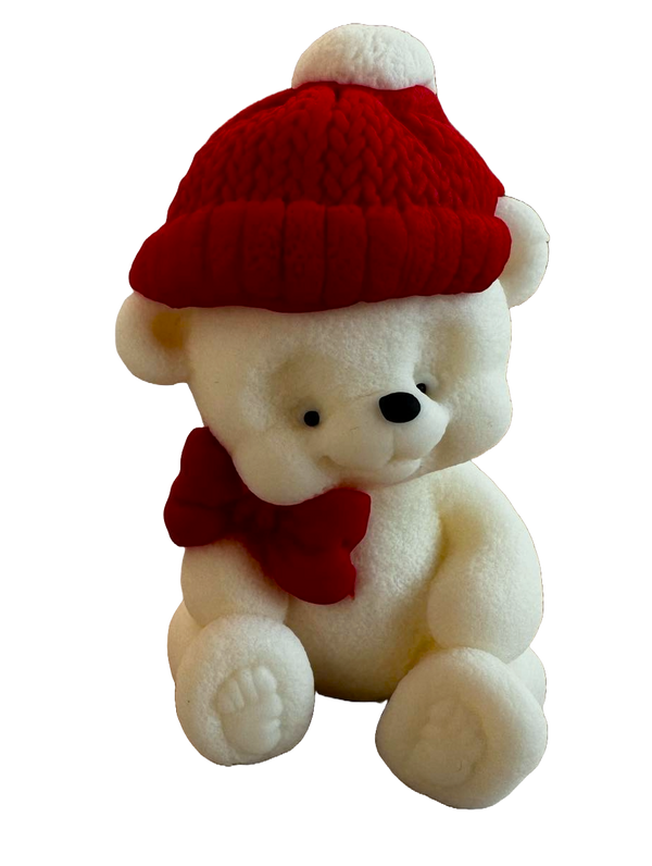 Edible decoration of sugar paste, butterfly teddy bear and red cap