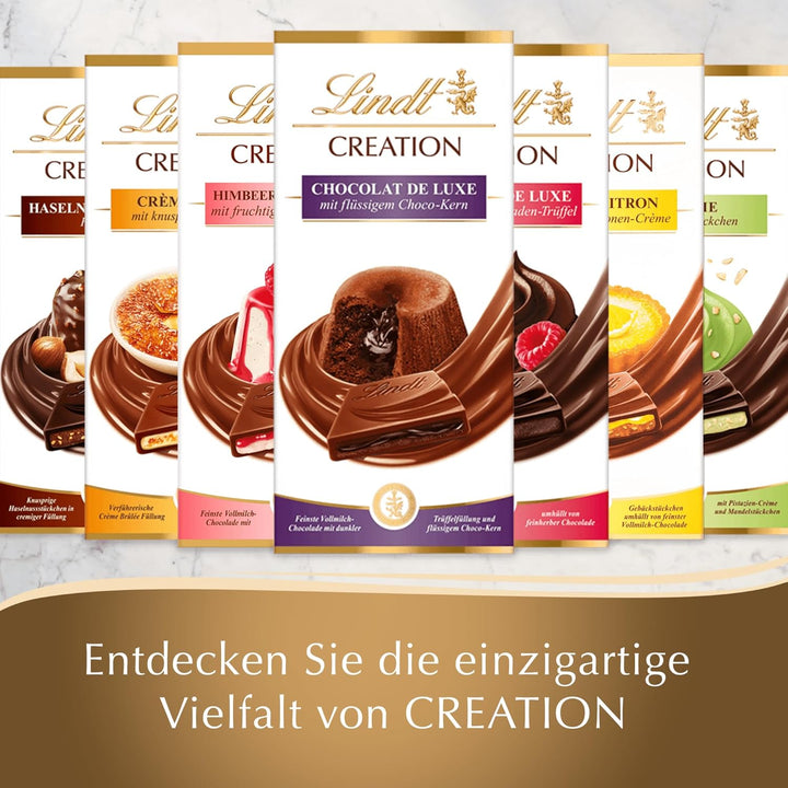 Lindt Schokolade Creation Haselnuss De Luxe Feinherb | 150 G Tafel | Knusprige Haselnuss-Stückchen in Cremiger Füllung Umhüllt Von Feinherber Schokolade | Schokoladentafel | Schokoladengeschenk