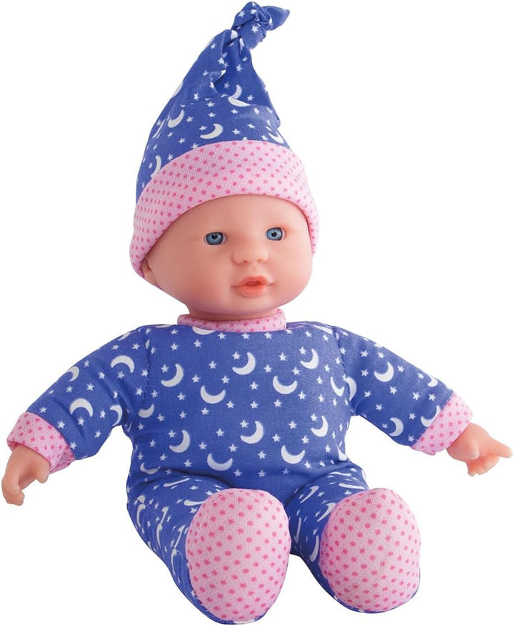 Simba 105010010 - Laura Little Star, păpușă cu corp moale în rochiță dulce și șapcă cu luni și stele strălucitoare, 20 cm, strălucește în întuneric, păpușă pentru copii de la 12 luni, albastru
