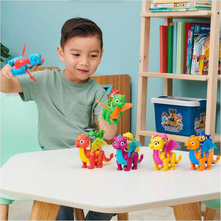PAW PATROL, Rescue Knights Rocky și Dragon Flame set de figurine de acțiune, jucărie potrivită pentru copii cu vârsta de peste 3 ani