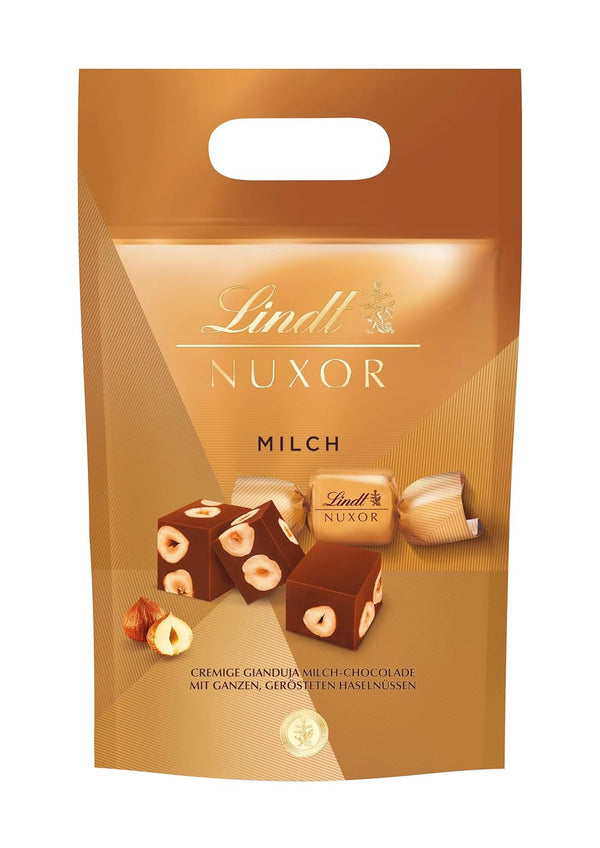 Lindt NUXOR Beutel Milch XXL | 700G Beutel | Cremige Gianduja Schokolade (Vollmilch Und Feinherb) Mit Ganzen, Gerösteten Haselnüssen | Pralinen Geschenk | Schokoladengeschenk