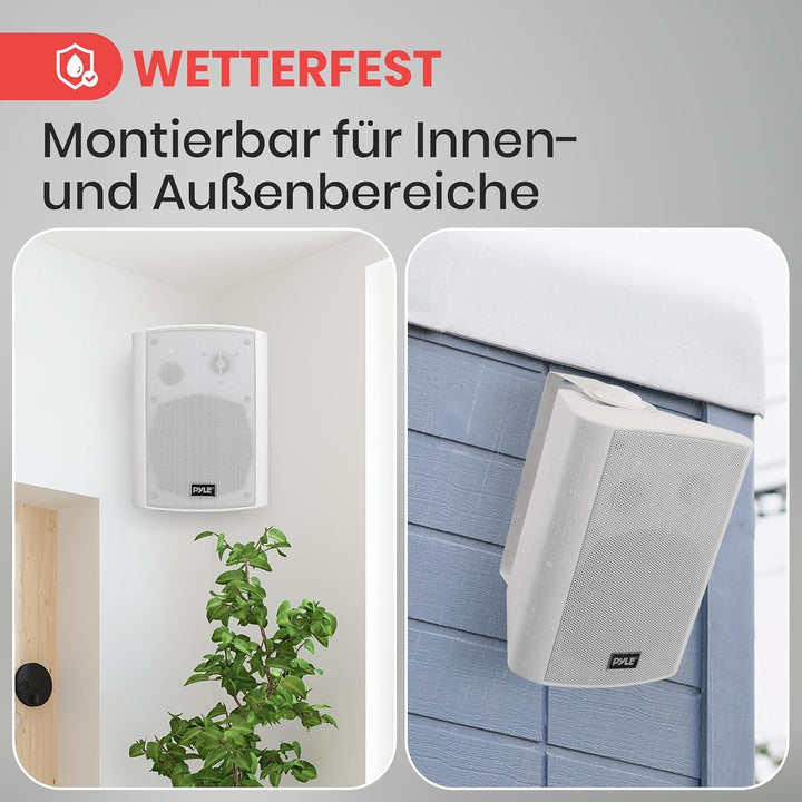 Pyle Bluetooth Speaker Boxes Outdoor & Indoor - Difuzor cu 2 căi pentru interior ca difuzor de perete sau cutie de exterior ca difuzor pentru piscină sau terasă cu sistem de muzică în aer liber, difuzor alb 240W