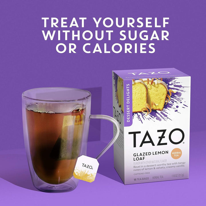 Glazed Lemon Loaf Dessert Delights Herbal Tea Bags, Caffeine Free, 15 Total Tea Bags Tea USA Naty Shop