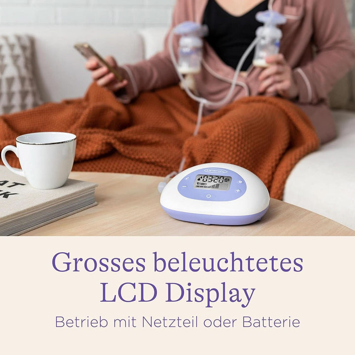 Lansinoh 2In1 Elektrische Milchpumpe - Beleuchtetes Lcd-Display - Ein- Oder Beitseitiges Abpumpen - Individuell Einstellbar - Mehr Milch in Kürzerer Zeit