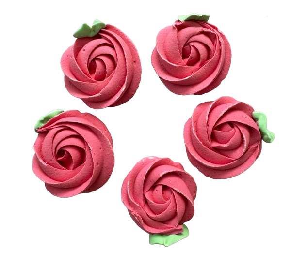 Set of 5 edible decorations in honey, dark pink flowers