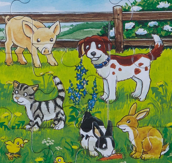 Ravensburger puzzle pentru copii - 06046 Animale de fermă pe pajiște - Puzzle cu rame pentru copii cu vârsta de peste 3 ani, cu 15 piese