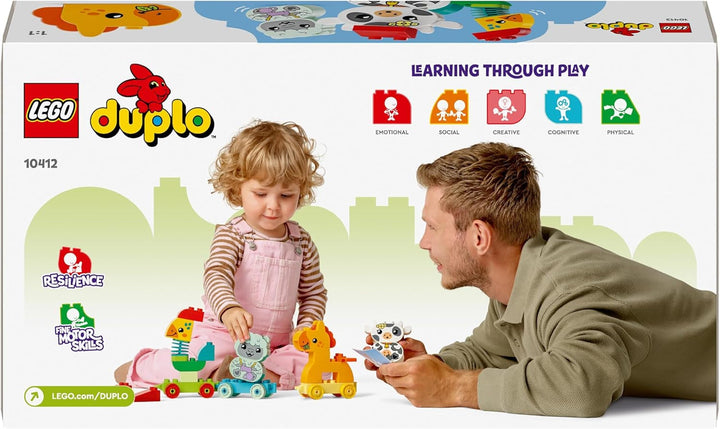 Tren de animale LEGO DUPLO, jucărie tren cu roți, figuri creative de animale de construit și reconstruit, jucărie educativă pentru copii mici, cadou de ziua de naștere pentru fete și băieți iubitori de animale de la 1½ ani 10412