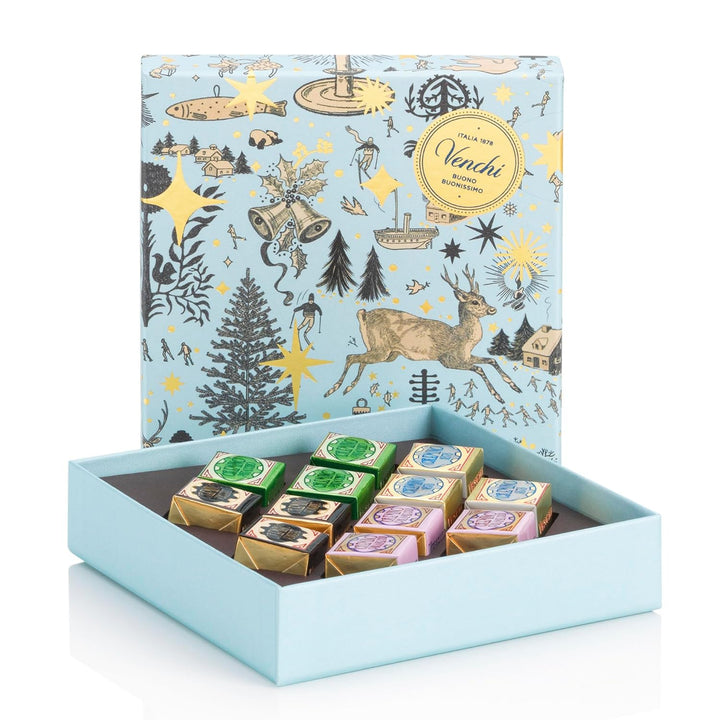 Venchi – Weihnachtskollektion – Geschenkbox Mit Verschiedenen Schokobarren-Und Chocoviar-Pralinen, 294 G – Mit Igp-Piemont Haselnuss – Geschenkidee – Glutenfrei