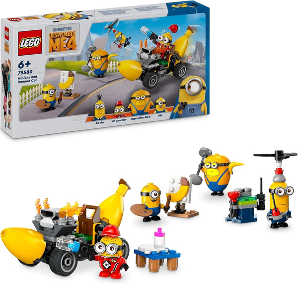 LEGO I - Simply Incorrigible 4 Minioni și mașina cu banane, set de joacă pentru I - Simply Incorrigible 4, jucărie pentru copii, cadou creativ Minioni pentru băieți și fete de la 6 ani 75580