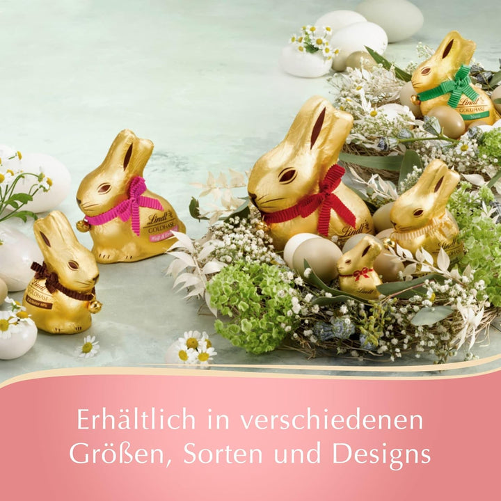 Lindt Schokolade GOLDHASE | 100 G GOLDHASE | Weiße Premium Schokolade Mit Erdbeerstückchen in Hasenform Zu Ostern | Osterschokolade | Schokoladengeschenk | Schokoladenhase | Osterhase