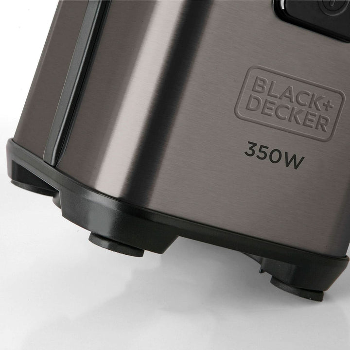 Black+Decker + Decker Standmixer, Puls-Funktion, Gefäß Aus Kunststoff Mit 1,5 L, 4-Schneidige Edelstahlklingen, Auseinandernehmbar Und Einfach Zu Reinigen Grau BXJBA350E