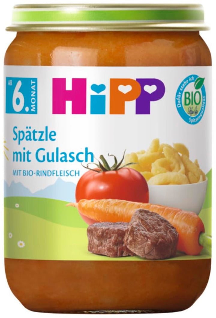 Hipp Bio Menüs Ab 6. Monat Spätzle Mit Gulasch, 220G, 6Er Pack (6X220G)