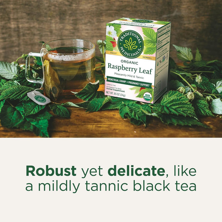 Organic Raspberry Leaf Herbal Tea, Eases Menstrual Cramps & Supports Healthy Pregnancy, (Pack of 1) - 16 Tea Bags Tea USA Naty Shop