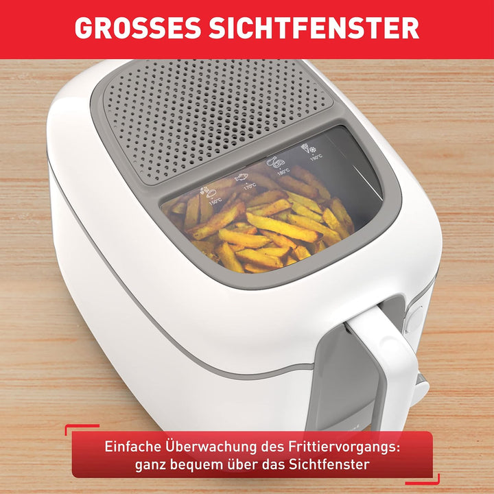 Tefal Fritteuse Super Uno Access, Kapazität 2,2 L, Spülmaschinengeeignete Teile, Geruchsfilter, Herausnehmbarer Behälter, Weiß/Grau, FR3100