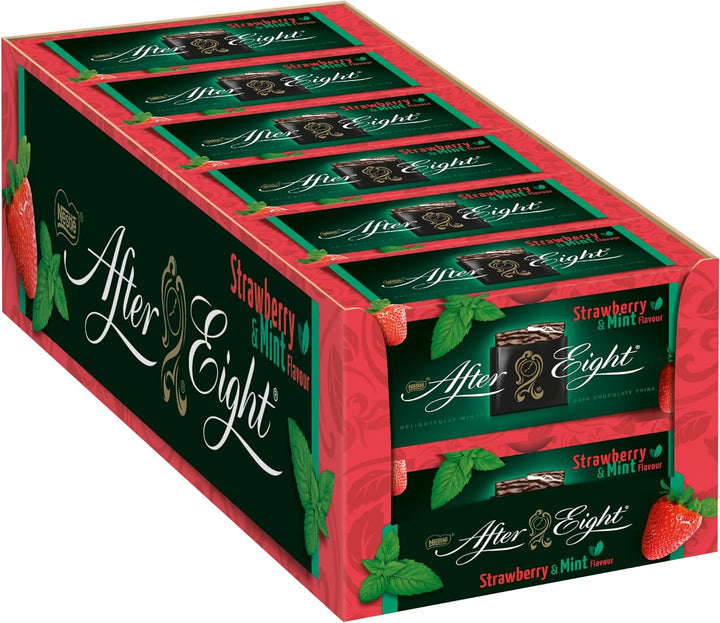 NESTLÉ after EIGHT, Hauchdünne Schokoladen-Täfelchen Aus Dunkler Schokolade Mit Pfefferminz-Cremefüllung Für Genießer, 12Er Pack (12X200G)