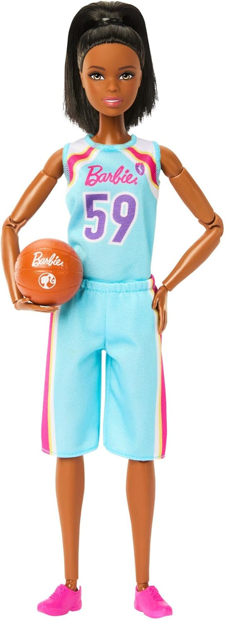 Păpușă Barbie Made to Move și accesorii, boxer brunetă cu echipament sportiv detașabil cu mănuși de box, 22 de articulații mobile, HRG40