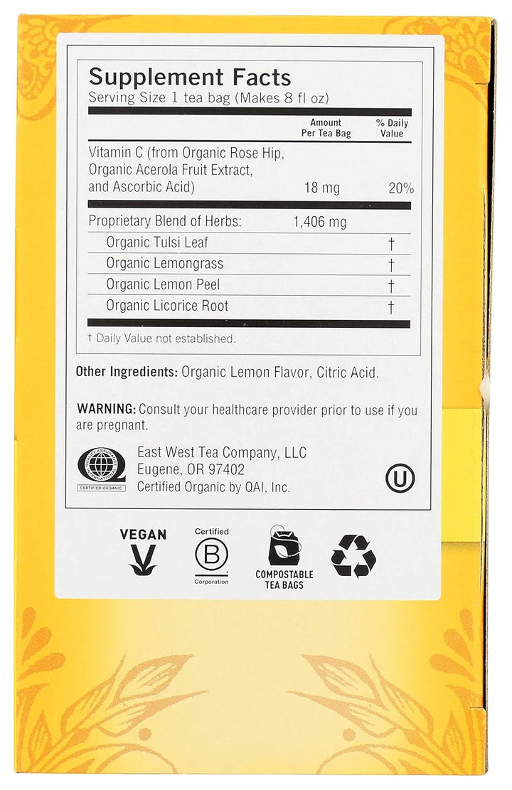 Organic Sweet Lemon Immune Everyday Tea, 16 CT Tea USA Naty Shop