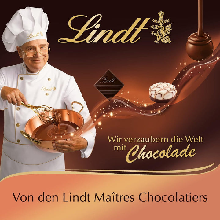 Lindt Schokolade - Creola Pralinés | 165 G | Pralinen Schachtel Mit 15 Pralinen in 4 Köstlichen Sorten Ohne Alkohol Mit Kakao Nibs Aus 100 % Edelkakao | Pralinengeschenk | Schokoladengeschenk