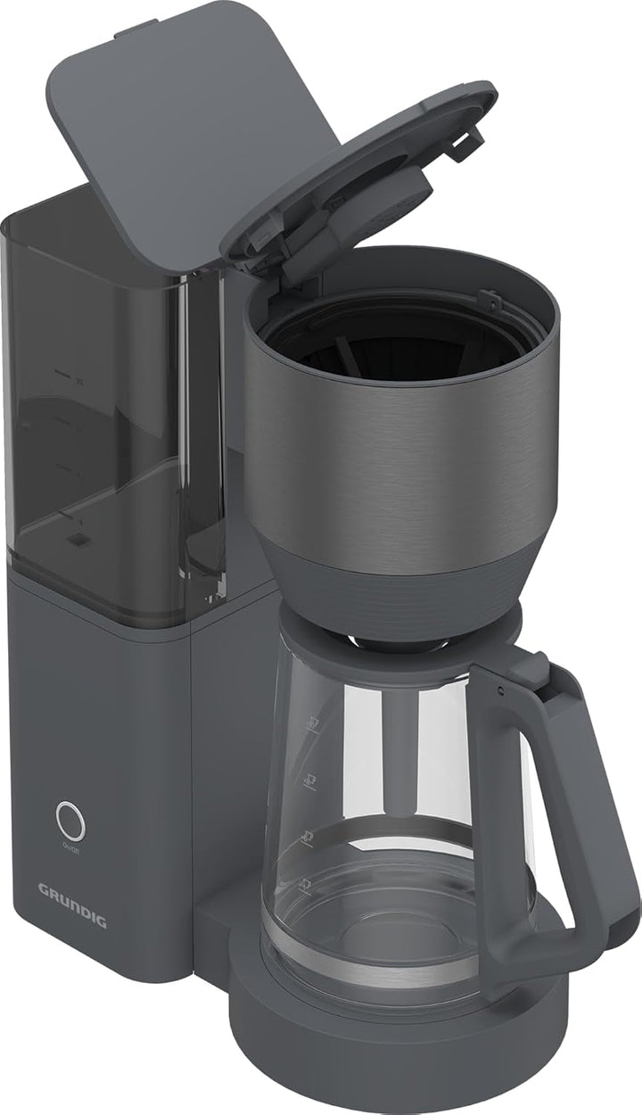 GRUNDIG KM 7340 Cafetieră cu filtru, putere 1.150 W, funcție de oprire a picurării, funcție de aromă, oprire automată, filtru permanent, 1,25 litri, ulcior din sticlă cu 10 cești, Inox închis