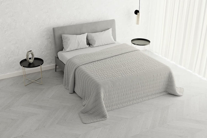 Cuvertură de vară Satin Stripes, poliester, crem, 260X250 Cm