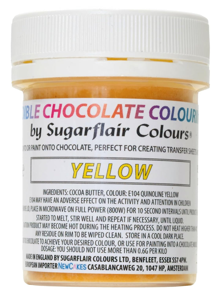 Sugarflair Yellow Chocolate Colouring - Farbige Kakaobutter Zum Färben Von Schokolade Oder Zum Direkten Malen Auf Schokolade, Transferblätter Oder Formen - 35G