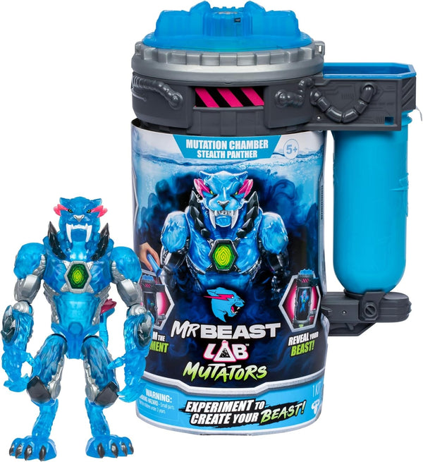 Mutatori; Mutați bestia supremă. Experimentați și creați figura de acțiune Stealth Panther de la Mrbeast. 3 de colecționat, Iconic Panther, Stealth Panther, Metallic Panther