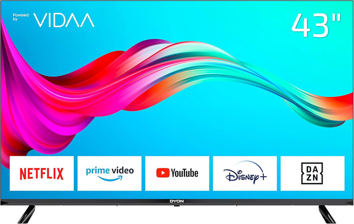 DYON Smart 43 VX 108 Cm (43 Zoll) Fernseher (Full-Hd Smart TV, HD Triple Tuner (DVB-C/-S2/-T2), App Store, Prime Video, Netflix, Youtube, DAZN, Disney+) [Mod. 2022], Schwarz