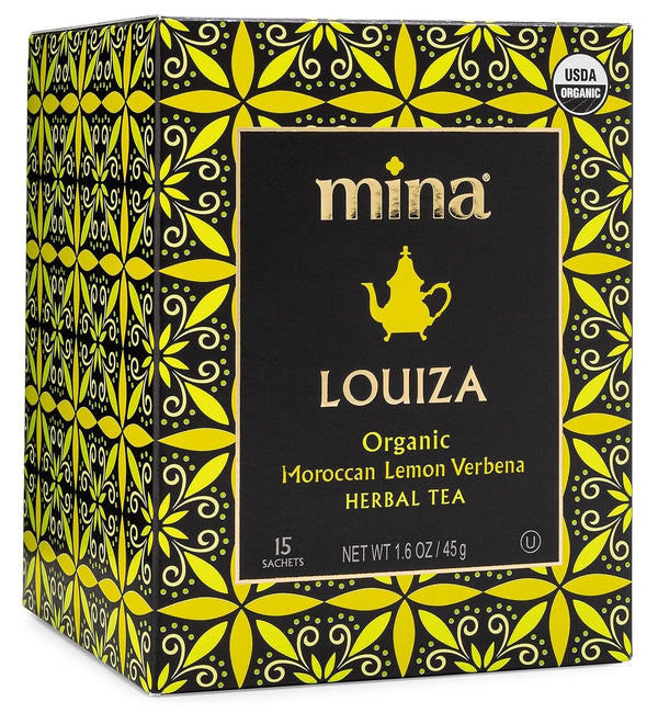 Louiza, Organic Moroccan Lemon Verbena Tea, Organic Herbal Tea Bags, 15 Biodegradable Sachets, Refreshing Lemon Tea Bags, Caffeine Free, Moroccan Lemon Verbena Tea Bags Tea USA Naty Shop 15 Count