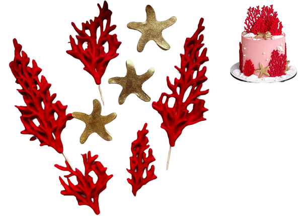 Set 8 edible decorations of sugar, marine splendor