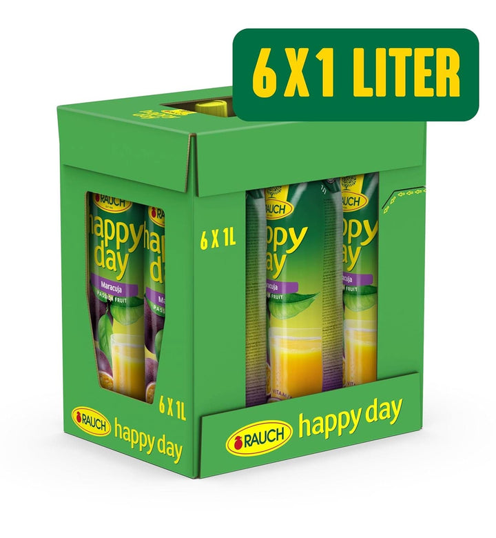 Rauch Happy Day Maracuja | Cu o mulțime de vitamina C | Magie exotică și aromă intensă | 6X 1 litru, Tetra Prisma