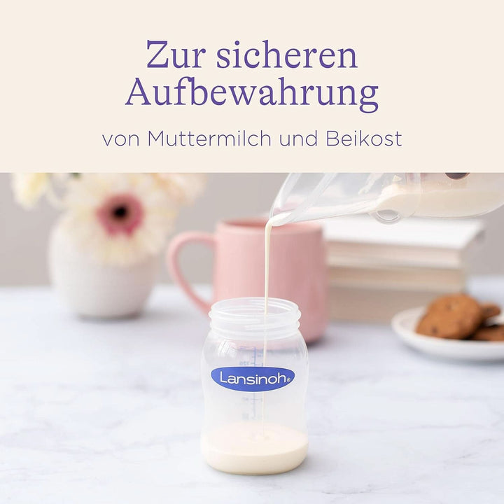 Lansinoh Muttermilchflaschen, 4 Stück - Zur Sicheren Aufbewahrung Von Muttermilch Und Brei - 160 Ml