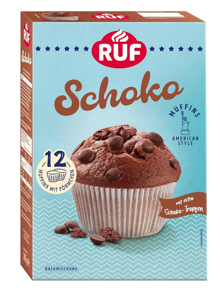 RUF Cheesecake-Muffins Backmischung, American Style Muffins Mit Cremiger Füllung, Einfache Zubereitung, 12 Muffin-Förmchen Inklusive