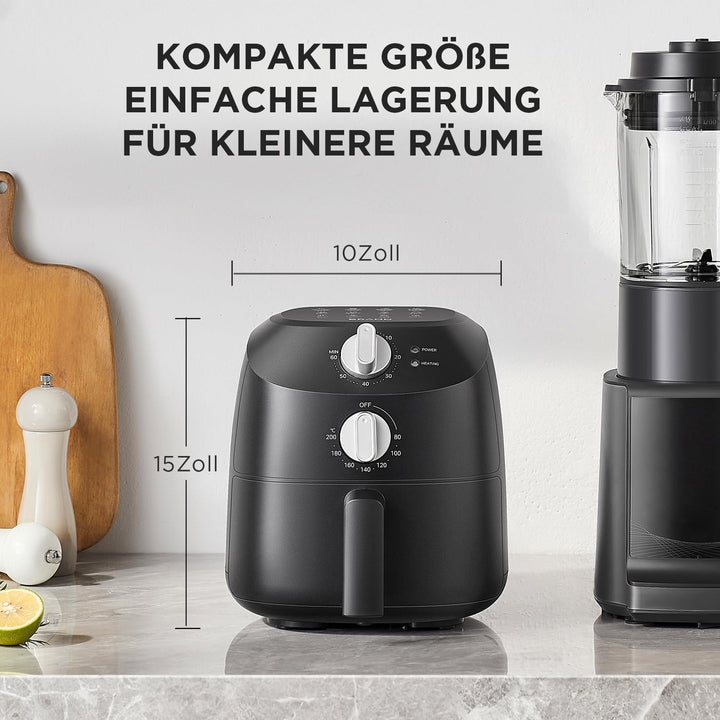 Midea Heißluftfritteuse 2L,1150W Airfryer, Frittieren Ohne Öl, Heißluft Fritteusen, Automatische Abschaltfunktion, Ölfrei, Leicht Zu Reinigen, Bpa-Frei, Schwarz