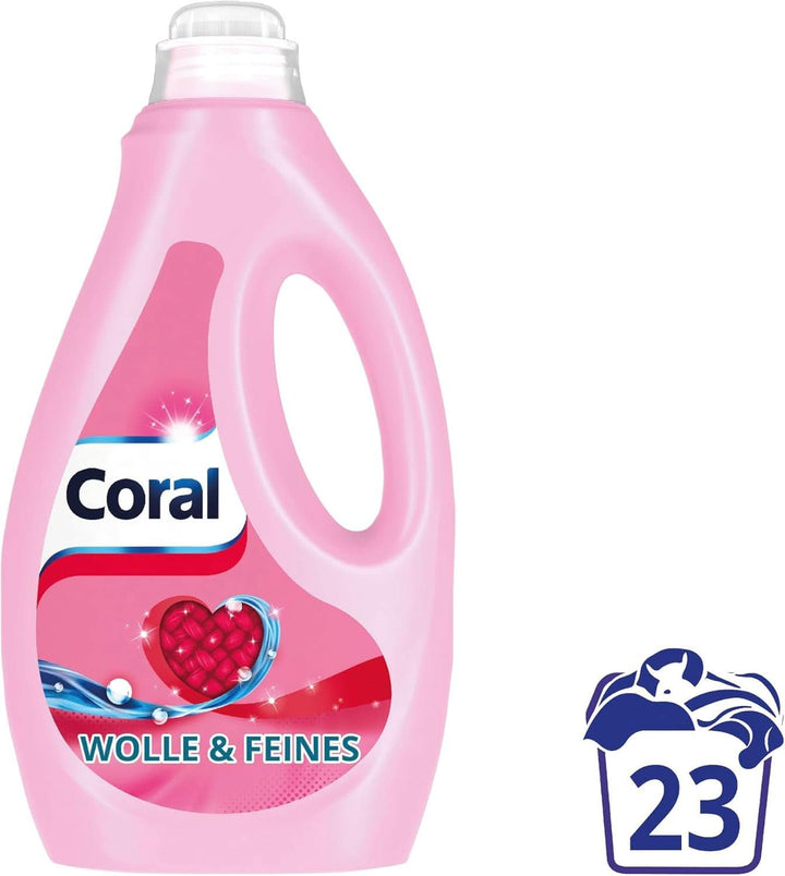 Coral detergent lichid delicat pentru lână și rufe delicate, 23 spalari, 1,15 litri